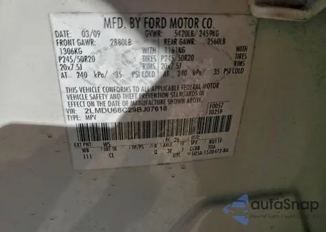 2009 Lincoln Mkx z USA, uszkodzony, nr VIN 2LMDU68C29BJ07618